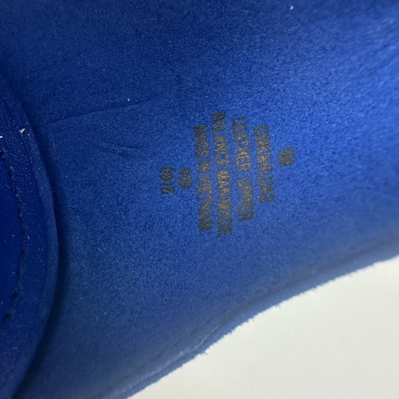 GUESS Women’s 9M Suede Blue Ankle Strap Kitten Heels Slingbacks Open Toe - Picture 8 of 8